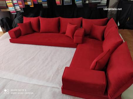 L SHAPED VELVET Dark red Oriental Floor Seating Sofa Arabic Cushions Turkish home decor