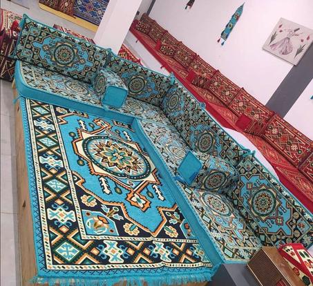 L SHAPED Turquoise Oriental Floor Seating Sofa Arabic Cushions Turkish Moroccan Home Decor