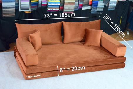 VELVET Amber 8'' thickness Floor seating sofa living room, Oriental Moroccan Home Decor Couch
