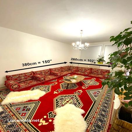 Big L SHAPED Red Oriental Floor Seating Sofa Arabic Cushions Home Decor Couch