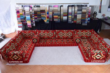 Big U SHAPED Red Oriental Floor Seating Sofa Arabic  Cushions Home Decor Couch