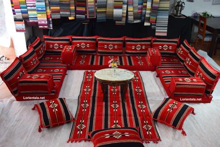 U SHAPED Black Red Oriental Floor Seating Sofa Arabic  Cushions Home Decor Couch