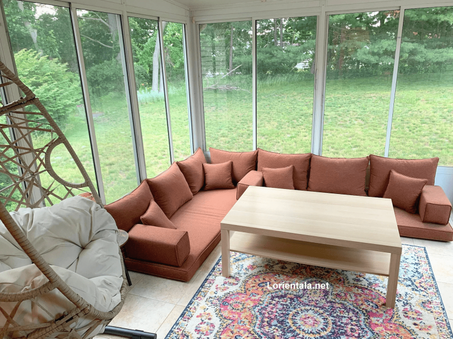 L SHAPED Linen fabric Oriental Floor Seating Sofa Cushions Turkish Moroccan Home Decor