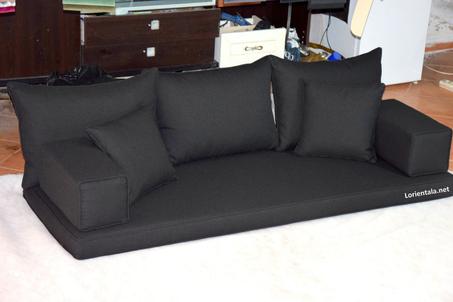 Linen Black Color Floor seating sofa living room, Arabic Oriental Moroccan Home Decor Couch