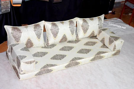 Oriental Beige Floor seating sofa living room, Arabic Turkish Moroccan Home Decor Couch