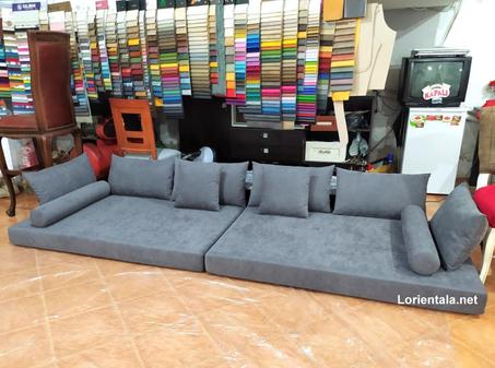 Gray Color Floor seating sofa living room, Arabic Oriental Moroccan Home Decor Couch