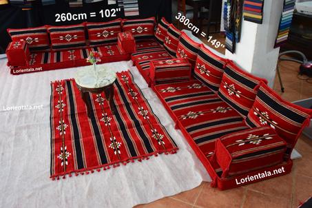 Big L SHAPED Black Red Oriental Floor Seating Sofa Arabic Cushions Home Decor