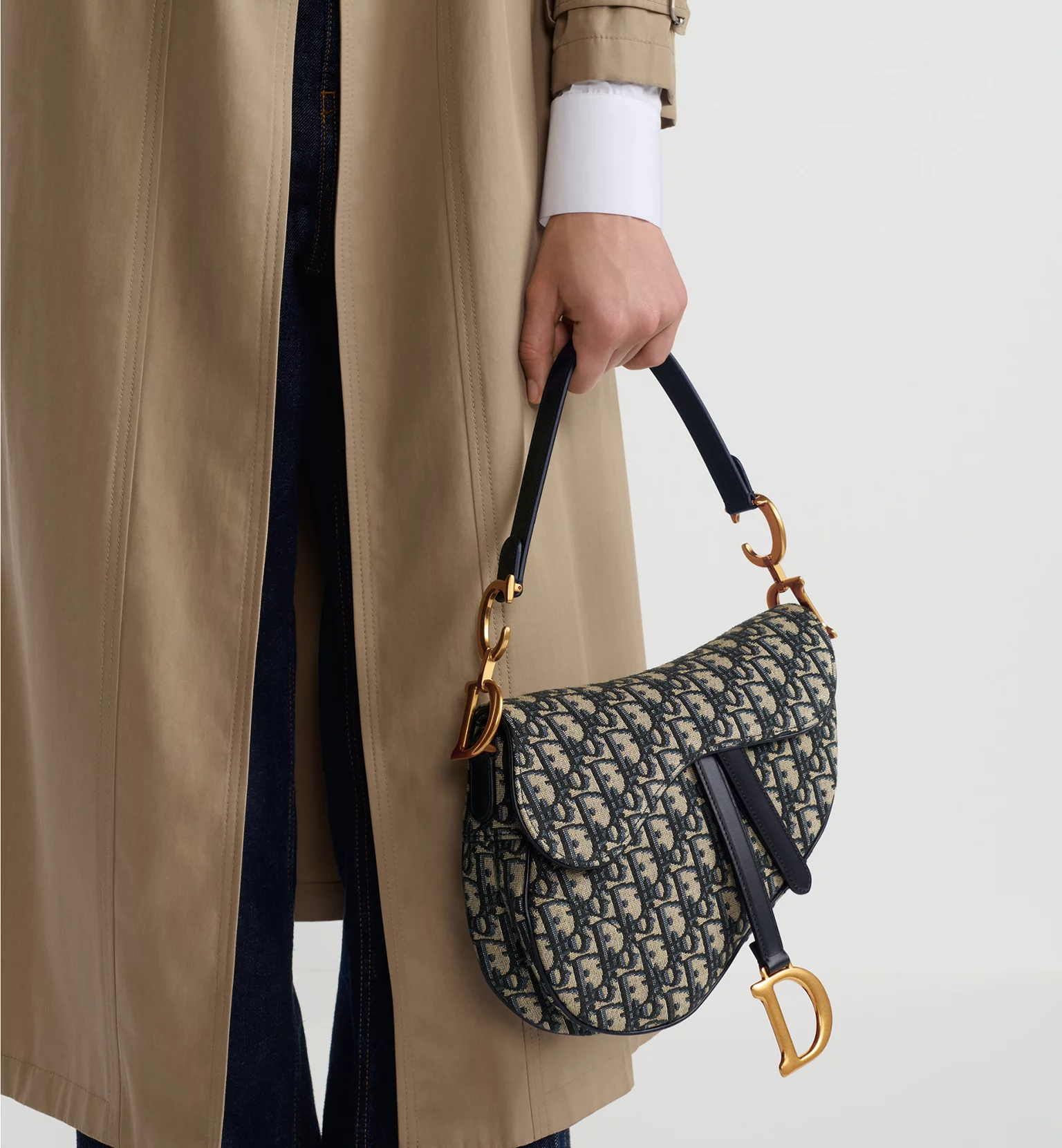 Dior Saddle Bag with Strap Blue Dior Oblique Jacquard