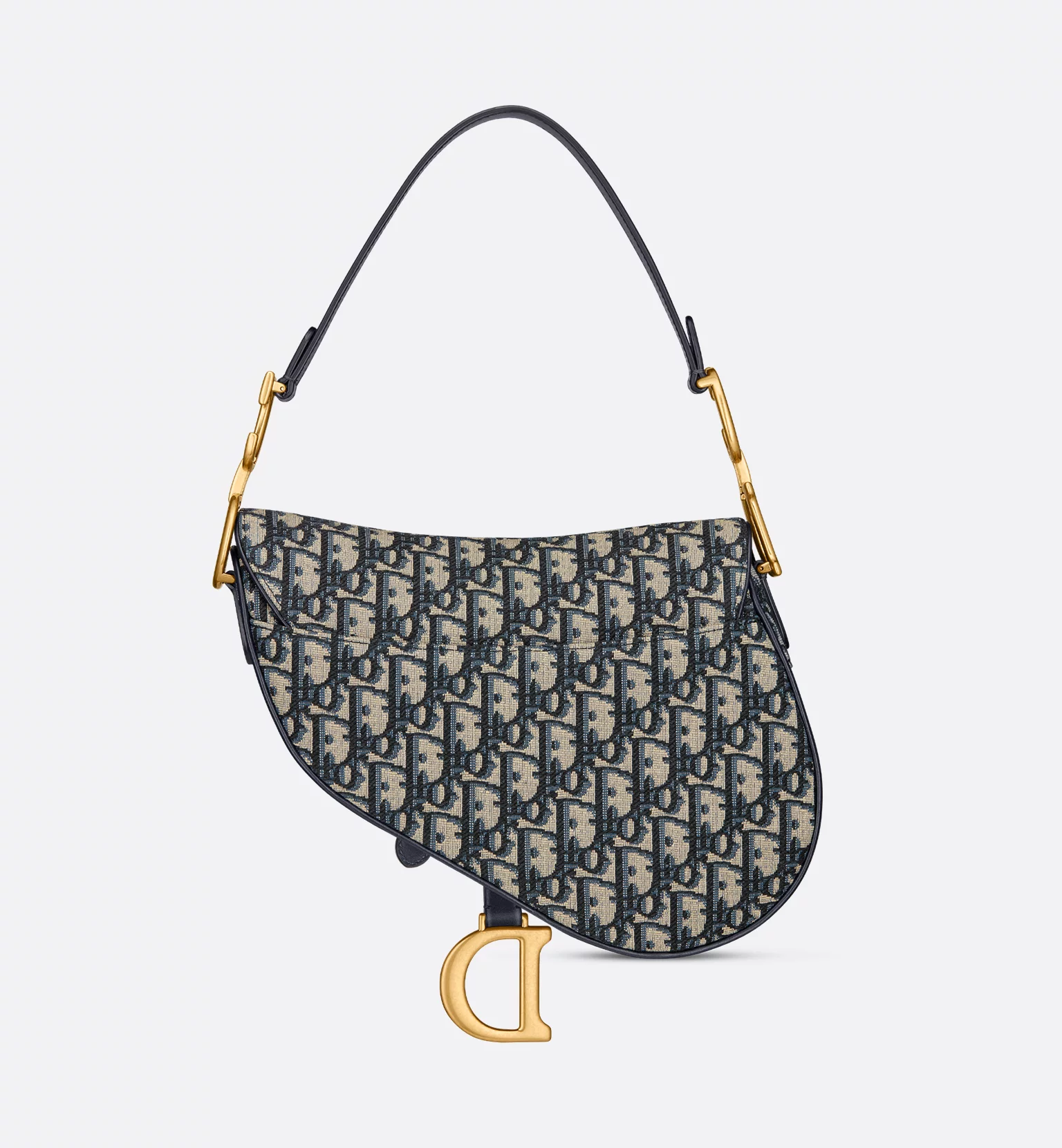 Dior Saddle Bag with Strap Blue Dior Oblique Jacquard