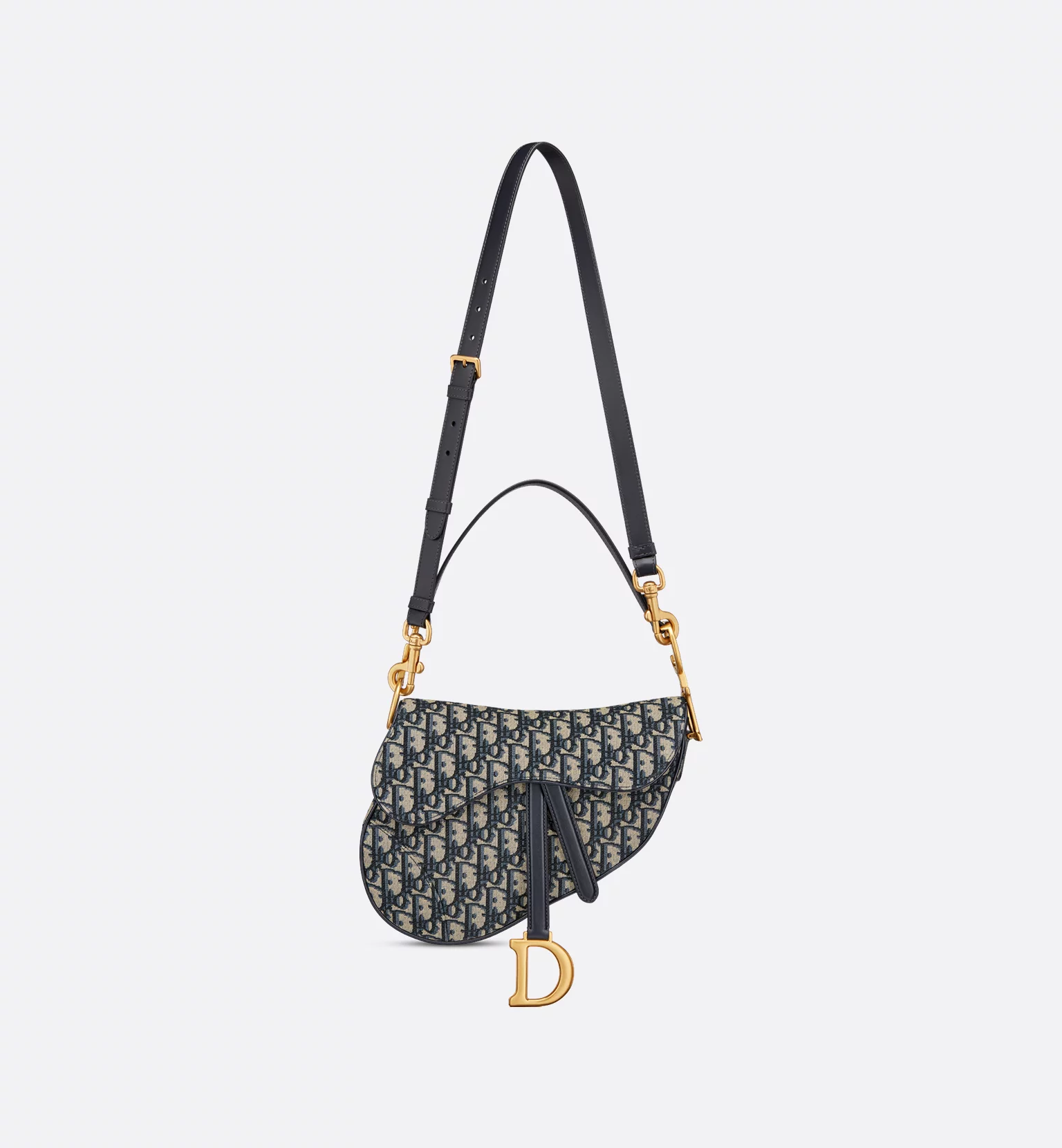 Dior Saddle Bag with Strap Blue Dior Oblique Jacquard