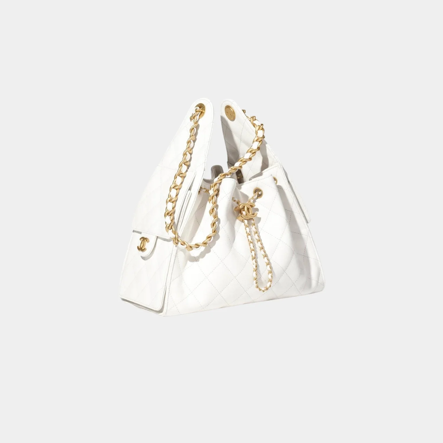 Chanel Small 25 Hobo - White Caviar | Antique Gold Hardware