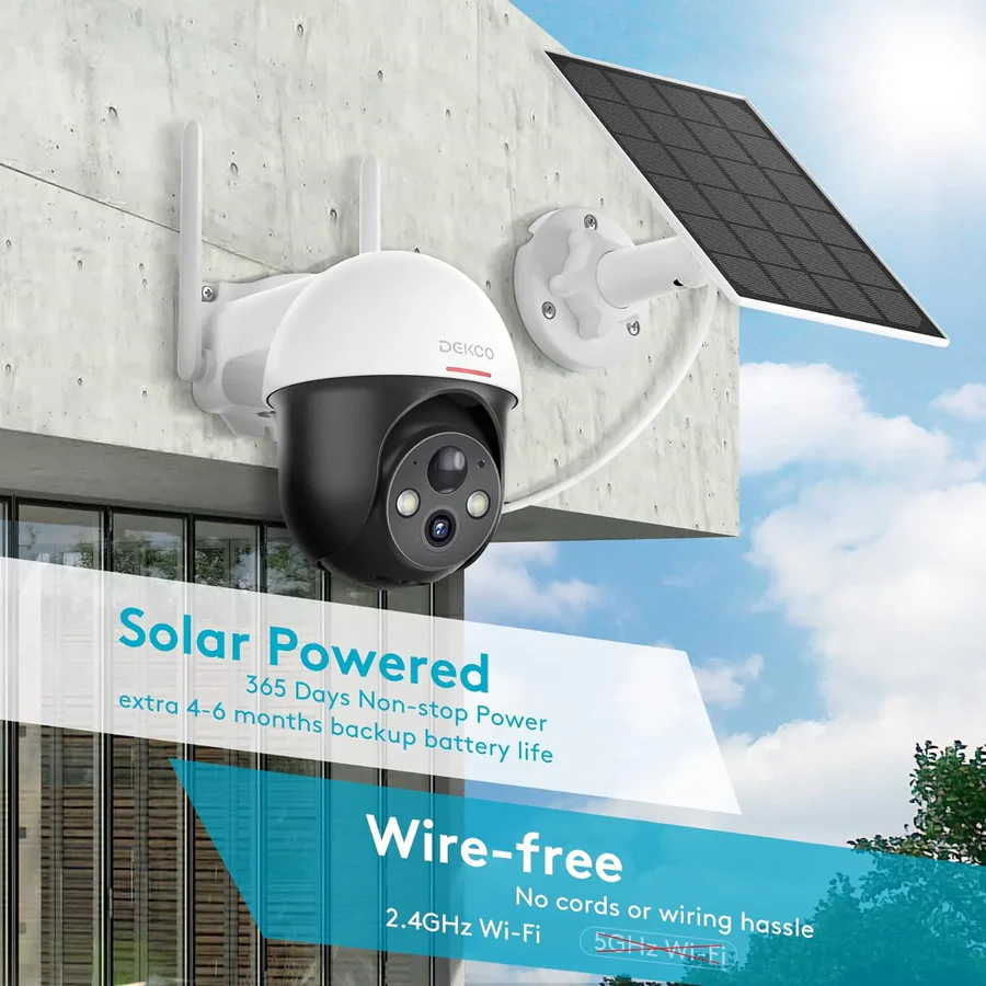 2K Solar Security Camera Wireless Outdoor, 360° (Wifi + 4G)