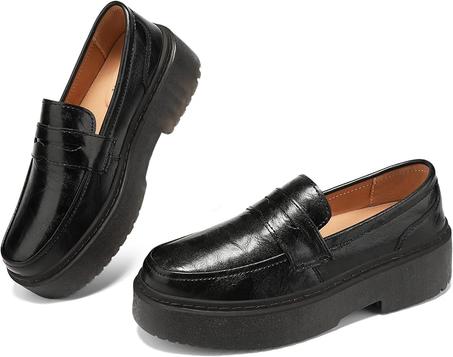 BEAUSEEN Mocasines de plataforma gruesa para mujer, cómodos, con suela de lengüeta, sin cordones, para negocios, trabajo, casual, zapatos elegantes