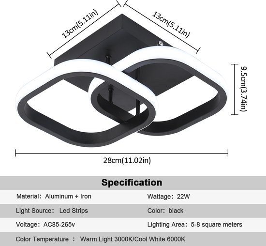 LED مصباح سقف أوسيروس عصري باللون الأسود