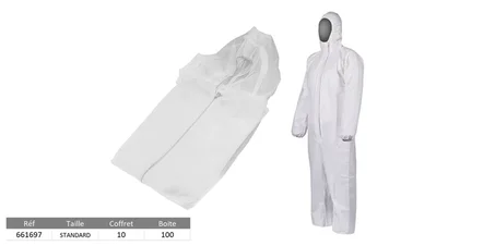 بدلة واقية بيضاء للاستخدام مرة واحدة