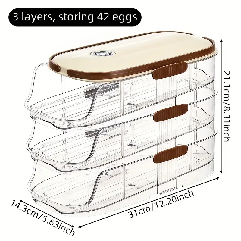 Distributeur œufs Noir Frigo Distributeur D'œufs Fogcroll - Rangement Automatique 4 étages Pour Frigo - Gain De Place - Noir Pratique Gain Place Réfrigérateur