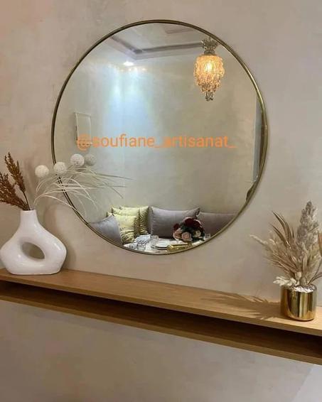 مراية دائرية نحاس دهبي 70 سم