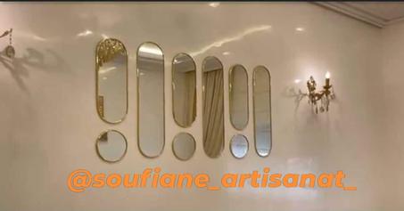 مجموعة مرايا من النحاس الدهبي الرفيع