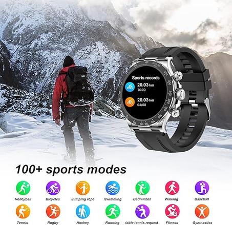 ساعة ذكية للرجال والنساء من بوستبو الرد / اجراء المكالمات لياقة بدنية 1.39 انش مقاومة للماء بتصنيف IP67 لمراقبة درجة الحرارة وضغط الدم ومراقبة السعرات الحرارية والنوم وعداد الخطوات أسود