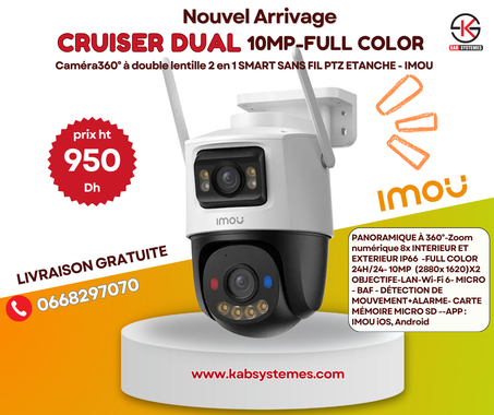 CAMERA SANS FIL CRUISER DUAL 10MP ETANCHE 360 FULL COLOR 24/24