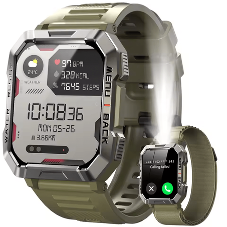 Blackview New Smart Watch 2.01'' HD Display Outdoor Men's Watches with Emergency Lighting Bluetooth Call Waterproof Smartwatch