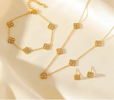 EILIECK 316L Stainless Steel Clover Jewelry Set