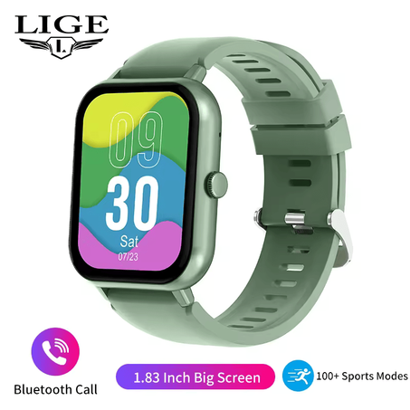 LIGE Waterproof Smart Watch Bluetooth Call Women Men Watch Voice Assistant 100