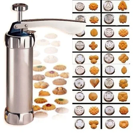Outils de cuisson acier inoxydable Biscuit presse ensemble-Cookie Maker Machine Kit 20 moules + 4 buses gâteau décoration outils Cookie moules D30