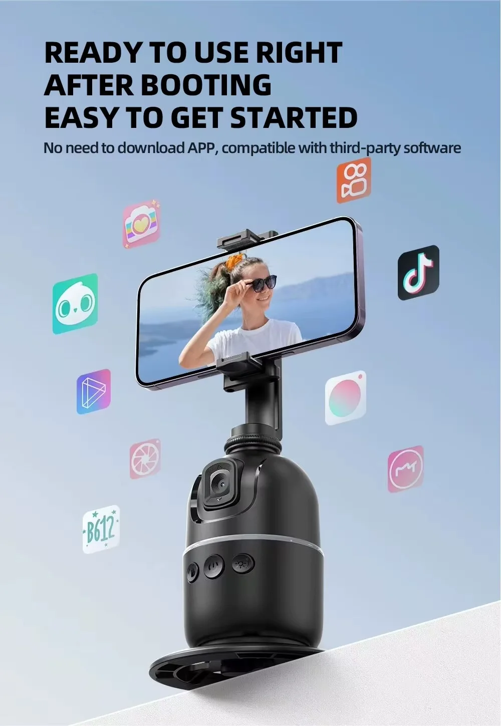 حامل للهاتف لتتبع الوجه 360 درجة