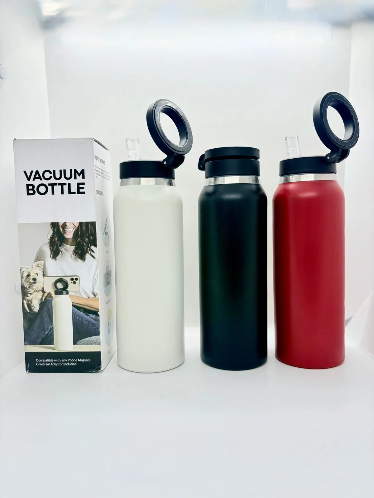 زجاجة مياة استانلس مع حامل موبيل مغناطيسى