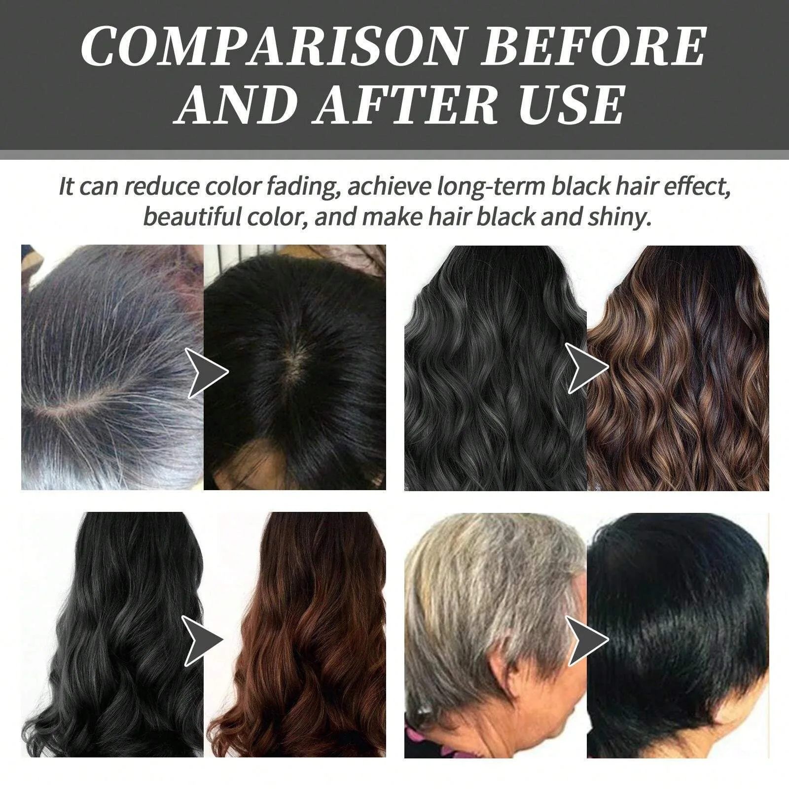 عرض قطعتين شامبو صبغ الشعر اللون الاسود بالفواكه