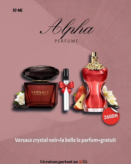 10 ml Versace Crystal Noir + 10 ml JPG La Belle Edp + 10 ml Gratuit