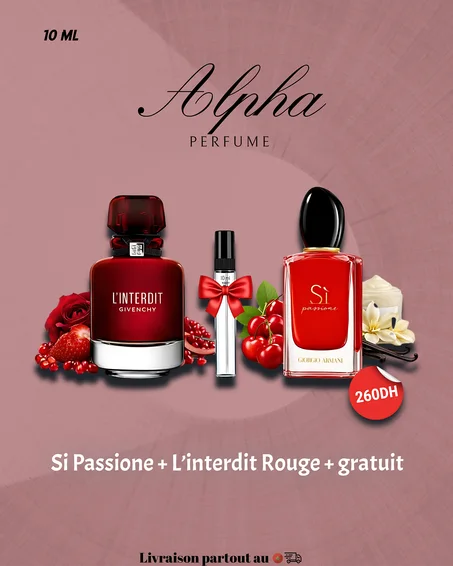10 ml Si Passione + 10 ml L'Interdit rouge + 10 ml Gratuit