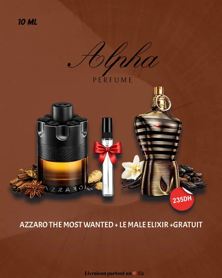 10 ml Azzaro + 10 ml JPG Le Male Elixir + 10 ml Gratuit