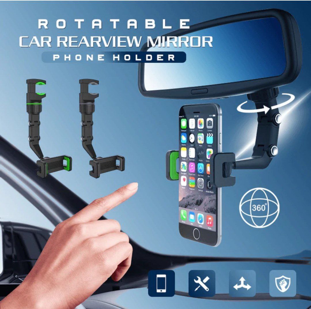 Support de téléphone portable rétroviseur rotatif, Clip universel pour voiture, maison, bureau, multifonctionnel