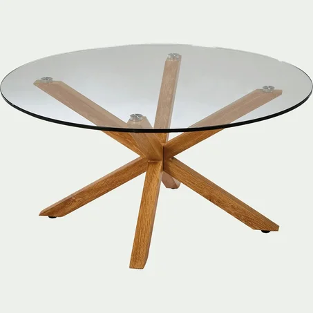 Table ronde pied en bois - rayon sur mesure