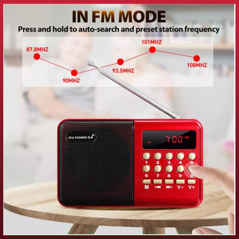 Mini Radio Portable Rechargeable Numérique FM USB Carte Mémoire MP3