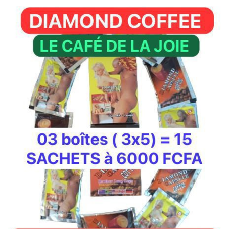 (15 SACHETS )DIAMOND CAFE ( LE  CAFE DE LA JOIE )  COMPLEMENT ALIMENTAIRE APHRODISIAQUE BIO     Livraison ou Expedition GRATUITE pendant la PROMO