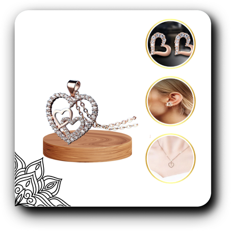 كتشفي الجمال والرقة مع القلادة والأقراط على شكل قلب