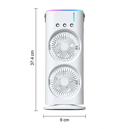 Ventilateur Brumisateur Double Turbo – Refroidissement Portable avec Double Ventilation et Brume Rafraîchissante