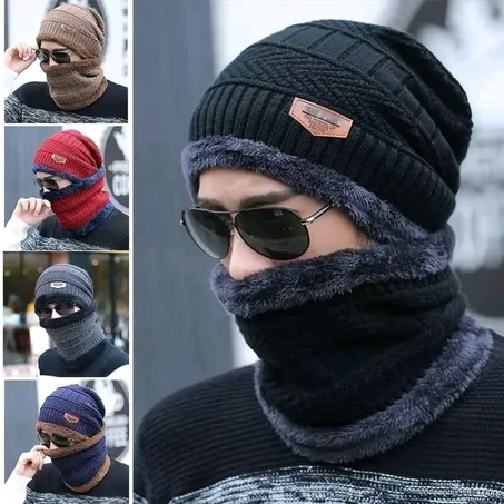 Bonnet d’hiver tricoté avec tour de cou intégré – Achetez un bonnet, recevez une paire de chaussettes gratuite !