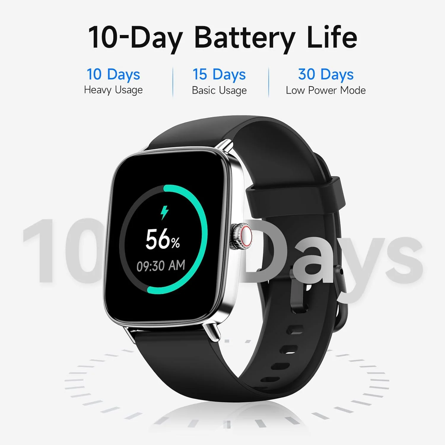 ساعة ذكية للنساء، شاشة لمس 1.85 بوصة عالية الدقة 60fps، الرد على المكالمات/إجراؤها، مراقبة معدل ضربات القلب/النوم/SpO2، أكثر من 100 وضع رياضي، ساعة لياقة بدنية مقاومة للماء IP68 من اياك (أسود