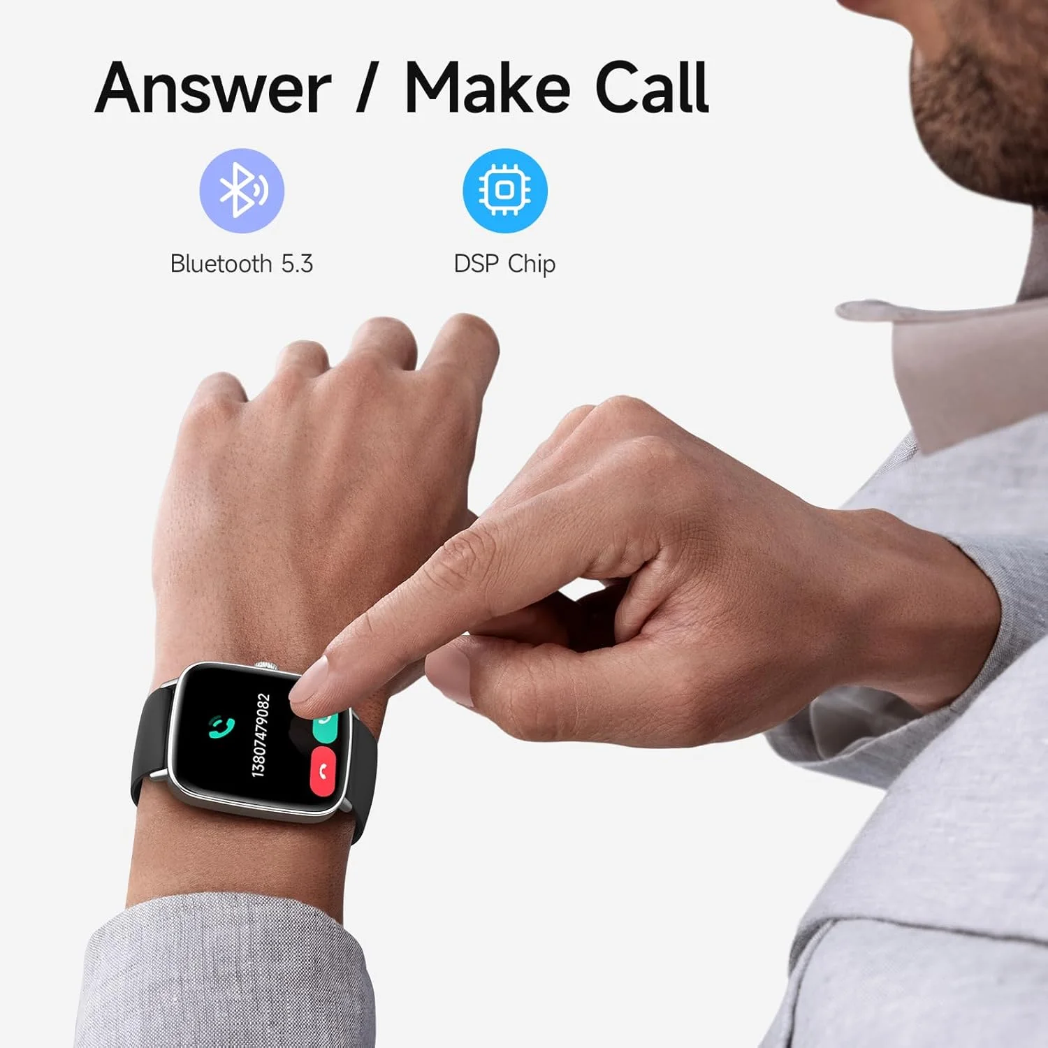 ساعة ذكية للنساء، شاشة لمس 1.85 بوصة عالية الدقة 60fps، الرد على المكالمات/إجراؤها، مراقبة معدل ضربات القلب/النوم/SpO2، أكثر من 100 وضع رياضي، ساعة لياقة بدنية مقاومة للماء IP68 من اياك (أسود