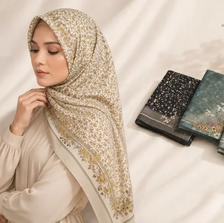 FOULARD CARRE IMPRIME FLEURI