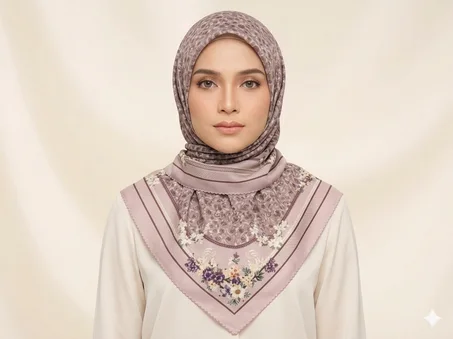 FOULARD CARRE FLEURI VIOLET