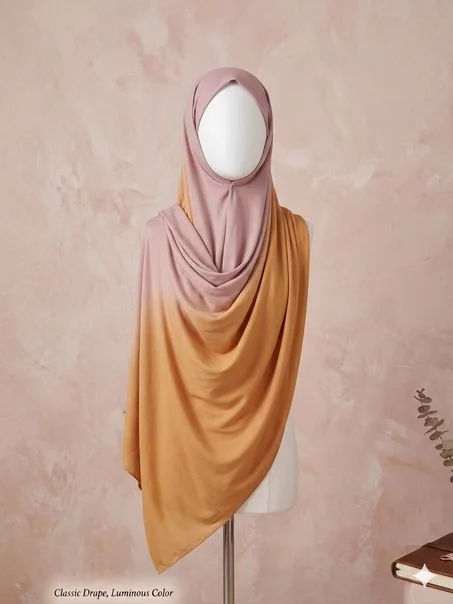 HIJAB JERSEY DEGRADE ROSE ORANGE