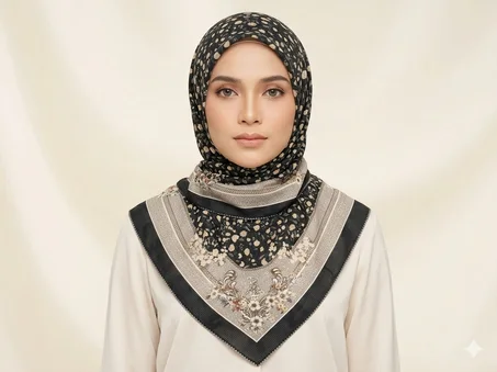 FOULARD CARRE Nuit Fleurie