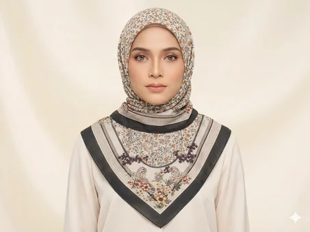 FOULARD CARRE FLEURI Terracota
