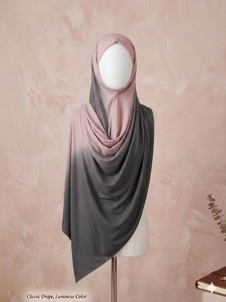 HIJAB JERSEY DEGRADE ROSE GRIS