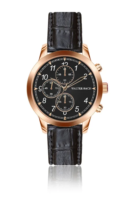 Walter Bach Ansbach Croco Black Leather Watch